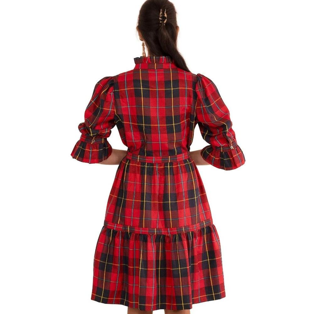Gretchen Scott Teardrop Dress Plaidly Cooper  Red Plaid Size Large Preppy - Picture 3 of 12